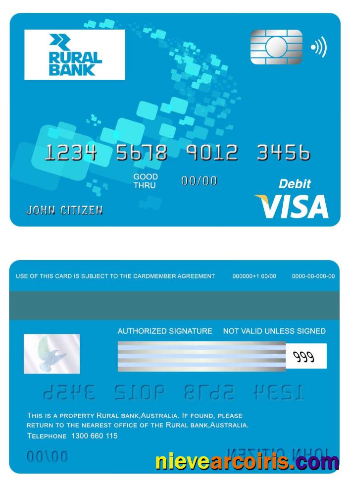 Australia Rural bank visa card 
